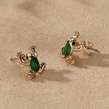 Fashion Natural Agate Semi-Precious Frog Studs