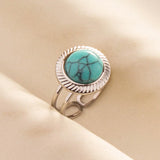 Stainless Steel Turquoise Colour Open Ring - 56 Options