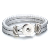 18mm Printed Rope or Plain Leather Snap Bracelet - 41 Options