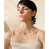 Stainless Steel Freshwater Pearl Gold Colour Necklace