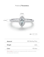 925 Silver Marquise Cut CZ Ring