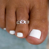 925 Sterling Silver Hollow Adjustable Toe Ring - 6 Options