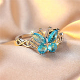 Fashion Blue CZ Butterfly Ring - 2 Colours