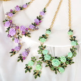 Fashion 2pc Floral Necklace and Earrings Set - 6 Colours
