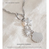Stainless Steel Sea Themed Starfish/Shell/Sun Necklace - 2 Colours