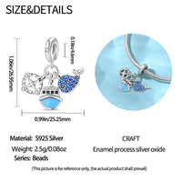 925 Silver Ship Whale Compass Hanging Charm