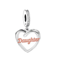 925 Silver Female Family Hanging Heart Charm - 5 Options