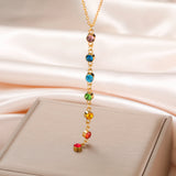 Stainless Steel 7 Colour CZ Necklace - 2 Colours - 2 Designs