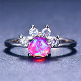 Fashion Created Opal/CZ Paw Ring - 3 Colours