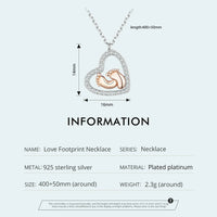925 Sterling Silver Heart Footprint Necklace