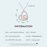 925 Sterling Silver Heart Footprint Necklace