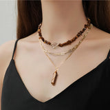 Fashion Multi-layer Natural Stone Bead Necklace - 5 Options