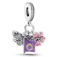 925 Sterling Silver Flower Hanging Charm - 17 Options