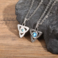Stainless Steel Celtic Knot Pendant with Moonstone - Necklace/Earrings/Set