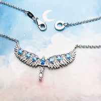 925 Sterling Silver Phoenix Wing Blue CZ Necklace/ Bracelet/ Set