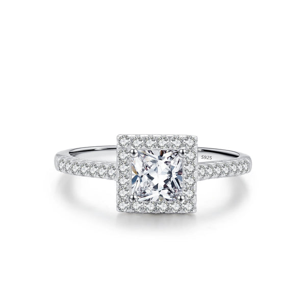 925 Sterling Silver Square Geometric CZ Ring