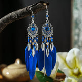Fashion Boho Feather Long Tassel Drop Earrings - 9 Colours