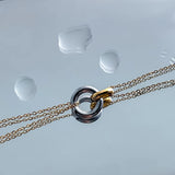 Stainless Steel Smooth Circle Double Chain Necklace - 3 Options