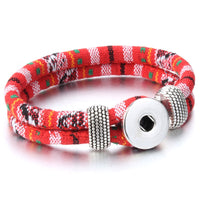 18mm Printed Rope or Plain Leather Snap Bracelet - 41 Options