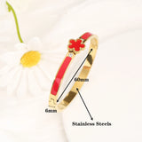 Stainless Steel Enamel Flower Gold Colour Bangle - 6 Colours