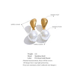 Stainless Steel Simulated Pearl Geometric Drop Earrings - 2 Options