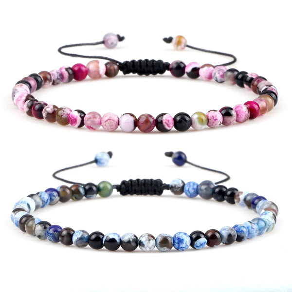 4mm Natural Stone Bead Adjustable Bracelet - 17 Options