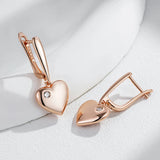 Fashion Rose Gold Colour Heart Drop Earrings