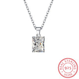 925 Sterling Silver Emerald Cut Pendant Necklace - 5 Colours