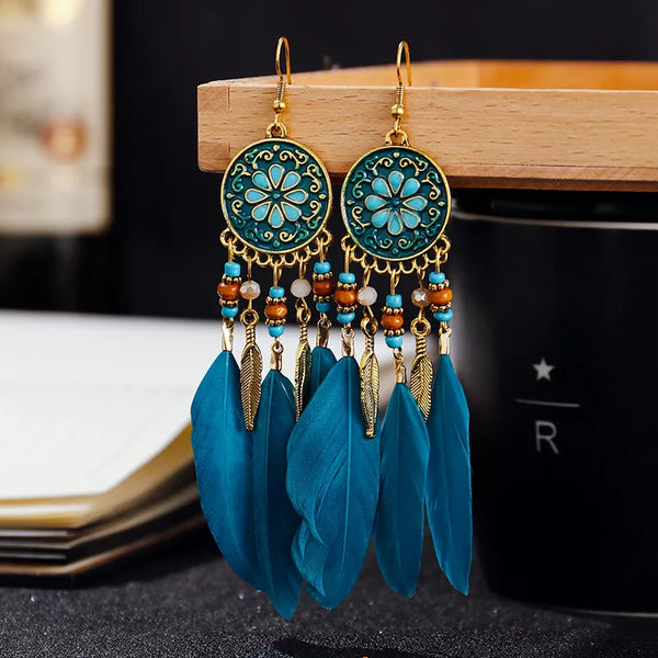 Boho Long Feather Dangle Women's Earrings - 34 Options