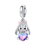 925 Sterling Silver Bunny Heart Hanging Charm