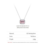925 Sterling Silver Romantic Pink Emerald Cut CZ Necklace