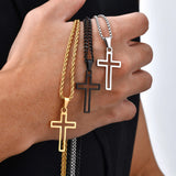 Stainless Steel Hollow Cross Necklace - 4 Lengths - 4 Chain Types - 3 Colours