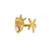Stainless Steel Sea Themed Gold Coloured Adjustable Ring - 30 Options