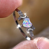Fashion Faux Opal Heart Colour Ring - 2 Colours