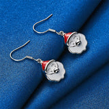 925 Sterling Silver Cute Santa Hanging Earrings