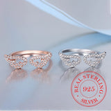 925 Sterling Silver CZ Angel Wing Open Ring - 3 Colours