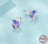 925 Sterling Silver Mystic Purple Heart Star Stud Earrings