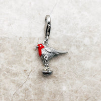 925 Sterling Silver Red Robin Hanging Charm - 2 Options