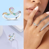 925 Sterling Silver Looped Wavy Multi CZ Ring
