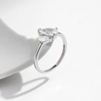 925 Sterling Silver Sparkling Water Drop Interweaving CZ Ring