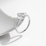 925 Sterling Silver Sparkling Water Drop Interweaving CZ Ring