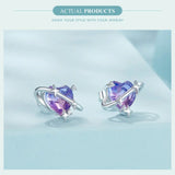 925 Sterling Silver Mystic Purple Heart Star Stud Earrings