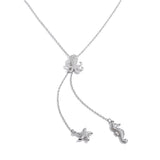 Stainless Steel CZ Octopus Seahorse Starfish Necklace - 2 Colours