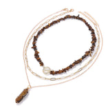 Fashion Multi-layer Natural Stone Bead Necklace - 5 Options