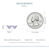 925 Sterling Silver Blues/Purples Butterfly Stud Earrings