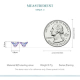 925 Sterling Silver Blues/Purples Butterfly Stud Earrings