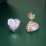 925 Sterling Silver Heart Coloured CZ 10*10mm Stud Earrings - 12 Options