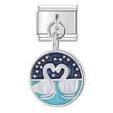 Stainless Steel Swans Hanging Italian Charm