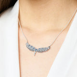 925 Sterling Silver Phoenix Wing Blue CZ Necklace/ Bracelet/ Set
