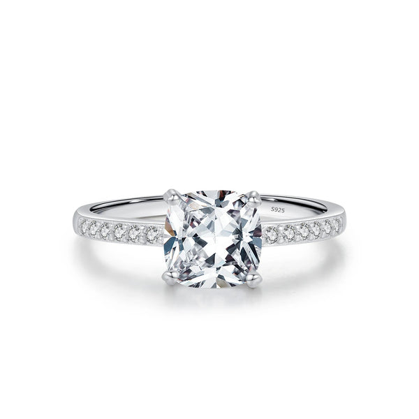 925 Sterling Silver Cushion Geometric CZ Ring